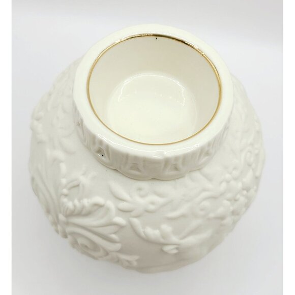 Lenox Ornamental Glow Winter Votive Holder With Damask & Deer Design 4" Tall - Picture 3 of 8